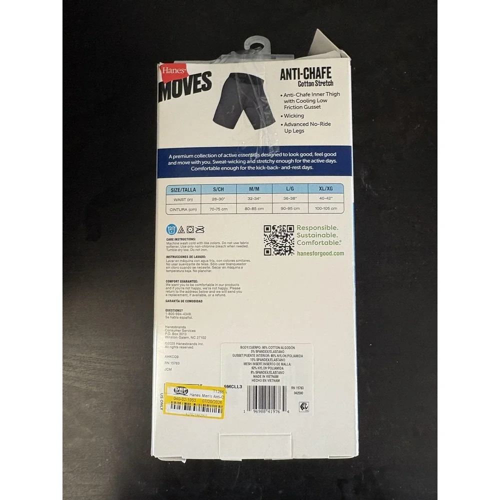 Hanes Moves Boxer Briefs Mens XL 3 Pack Anti-Chafe Tagless Underwear Cotton